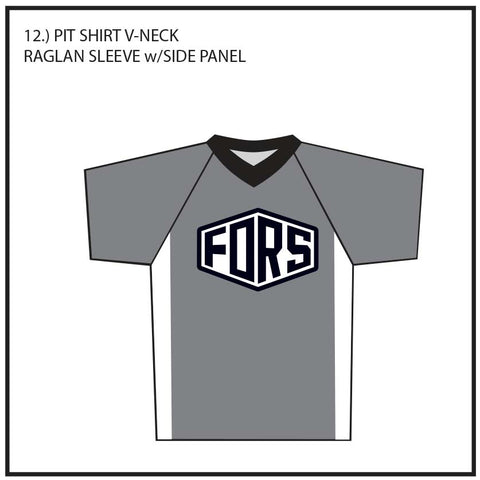 FORS TEAM12 V-Neck Short Raglan Sleeve W/Side Panel "PIT" Jersey - Pro Fit